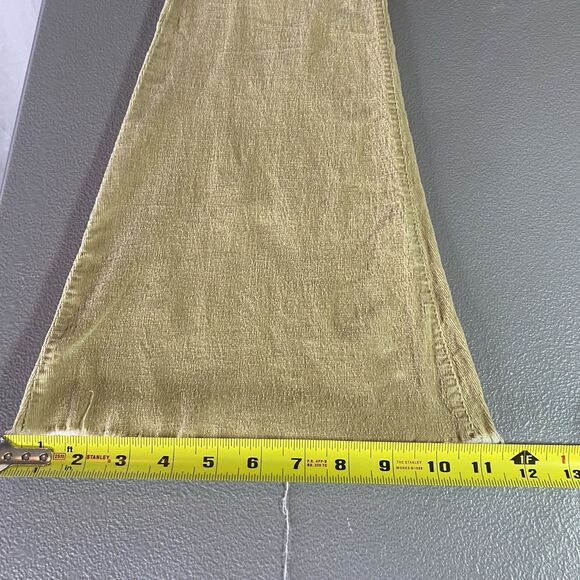 Boho Flare Pants High Waist Pull On Stretch Raw Hem Hippie Womens S Tan Cotton - Picture 8 of 9